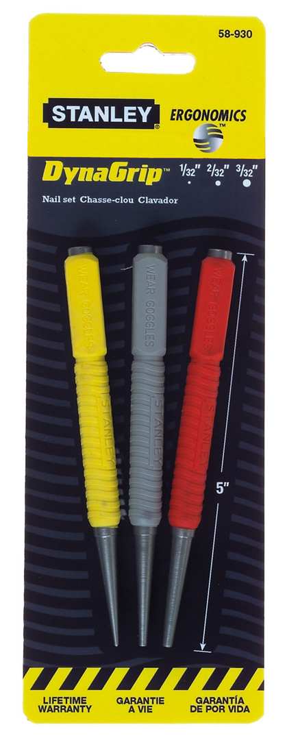 CUSHION GRIP NAIL PUNCH SET - 3 PIECE (0.8 1.6 2.4 MM) - STANLEY